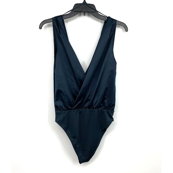 Zara Bodysuit Blue Sateen VNeck Sleeveless NWT - Picture 9 of 11